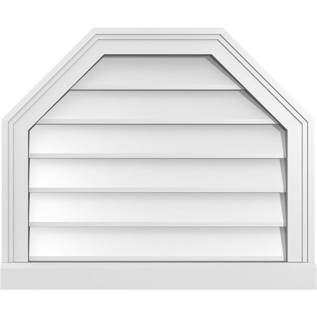 Ekena Millwork Octagonal Top Surface Mount PVC Gable Vent w/ 2"W x 2"P Brickmould Sill Frame, 24"W x 20"H GVPOT24X2003SN